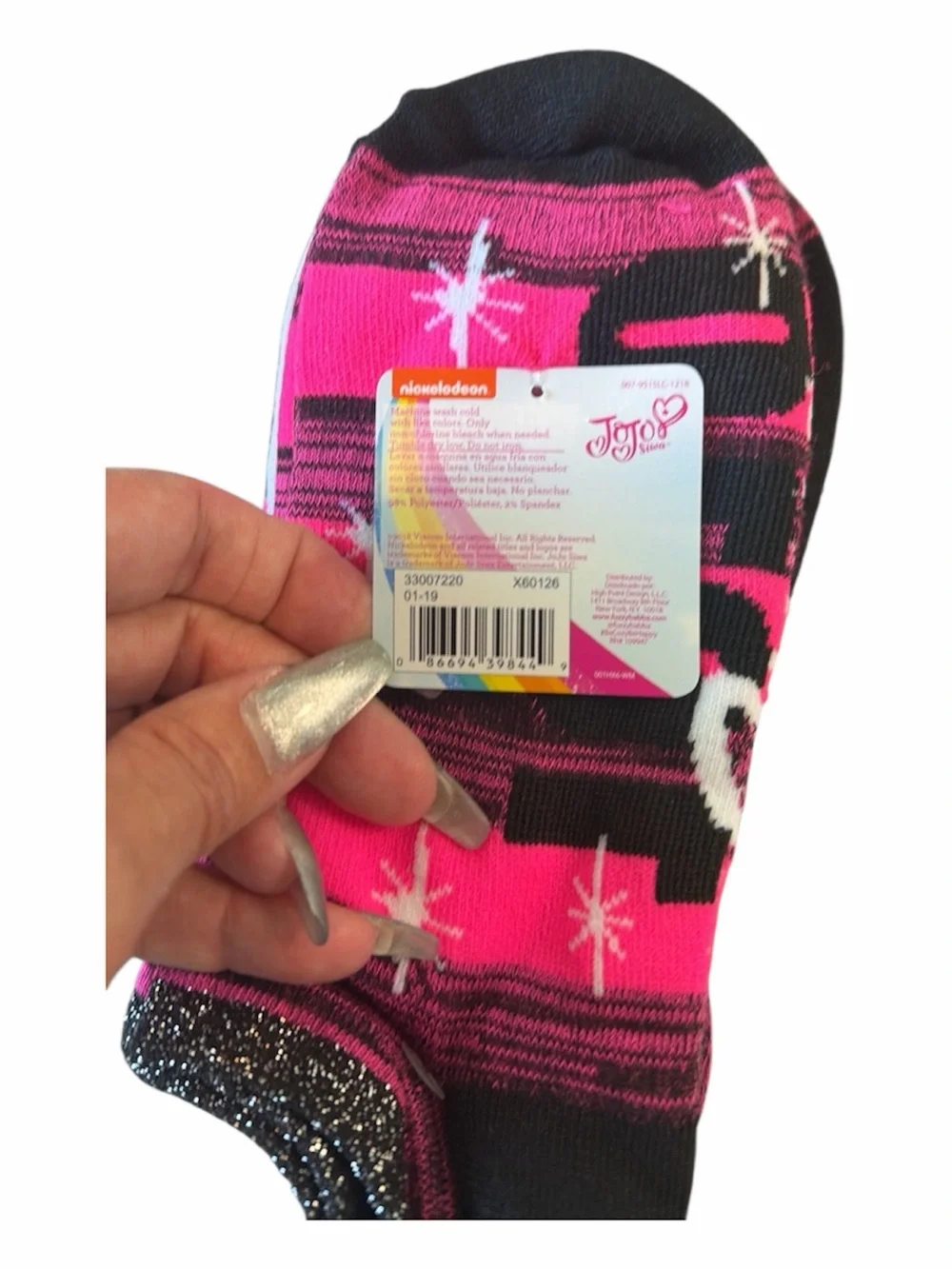 JoJo Siwa Girls No-Show Sock 6-Pack - Pink, Black, White